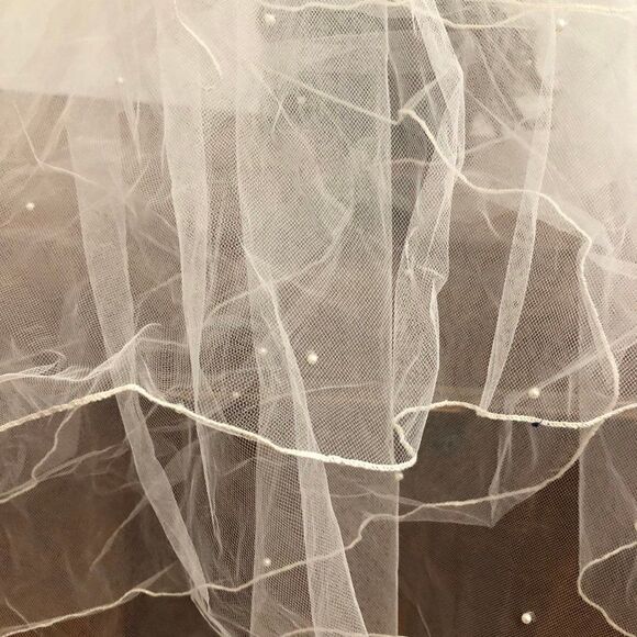 Bridal Veil 2 tier Headpiece Vintage - Picture 4 of 5